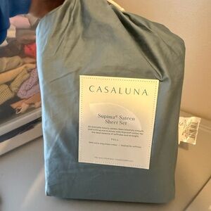 Casaluna 500 Thread Count Washed Supima Sateen Solid Sheet Set FULL